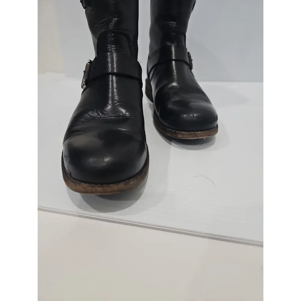 Frye Boots Sz 8 Black Leather Phillip Harness Short Biker Moto Motorcycle